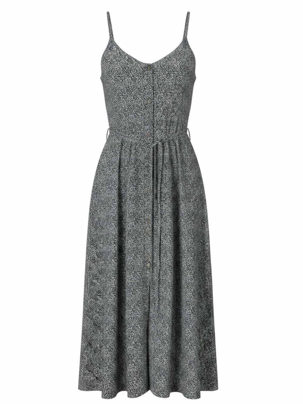 Sienna Sky Black White Spotted Midi Dress Button Front Tie Waist